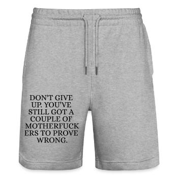 Don't give up - Short de jogging bio TRAINER Stanley/Stella unisexe - gris chiné - Devant - Nik (191cm) & Marisol (170cm)