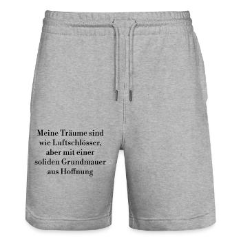 Gedankensprüche - Stanley/Stella Unisex Bio Joggingshorts Trainer  - Grau meliert - Vorne - Nik (191cm) & Marisol (170cm)