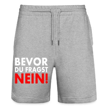 Bevor du fragst nein - Stanley/Stella Unisex Bio Joggingshorts Trainer  - Grau meliert - Vorne - Nik (191cm) & Marisol (170cm)