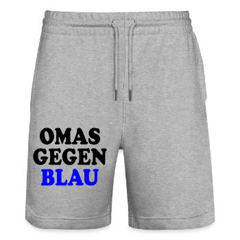 Omas gegen blau - Stanley/Stella Unisex Bio Joggingshorts Trainer  - Grau meliert - Vorne - Nik (191cm) & Marisol (170cm)