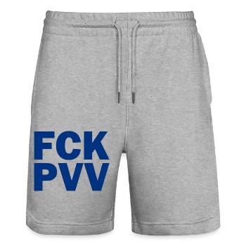 Fck pvv - Stanley/Stella Unisex Bio Joggingshorts Trainer  - Grau meliert - Vorne - Nik (191cm) & Marisol (170cm)