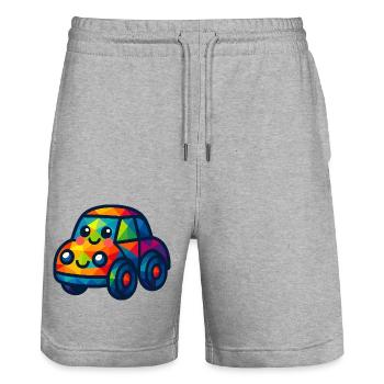 WPAP Polygon Kawaii Stil Baby Spielzeugauto - Stanley/Stella Unisex Bio Joggingshorts Trainer  - Grau meliert - Vorne - Nik (191cm) & Marisol (170cm)