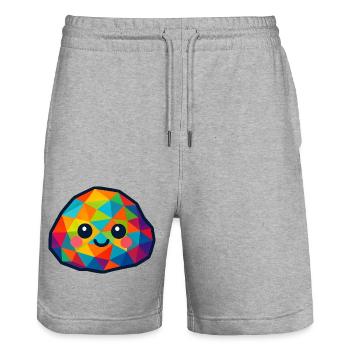 WPAP Polygon Kawaii Style Baby Rocks - Stanley/Stella Trainer Unisex Organic Jogging Shorts - heather grey - Front - Nik (191cm) & Marisol (170cm)