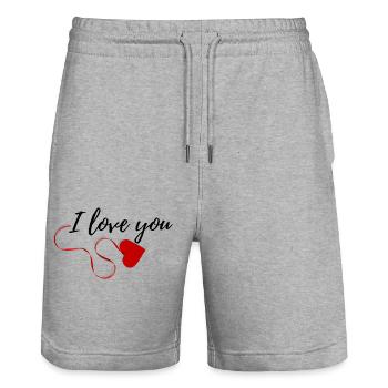 I love you - Stanley/Stella Unisex Bio Joggingshorts Trainer  - Grau meliert - Vorne - Nik (191cm) & Marisol (170cm)