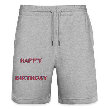 ALLES GUTE ZUM GEBURTSTAG. ALLES GUTE ZUM GEBURTSTAG. JAHRESTAG. - Stanley/Stella Unisex Bio Joggingshorts Trainer  - Grau meliert - Vorne - Nik (191cm) & Marisol (170cm)