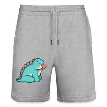 hugadino chuck with heart, dino, cute dinosaur - Stanley/Stella Trainer Unisex Organic Jogging Shorts - heather grey - Front - Nik (191cm) & Marisol (170cm)