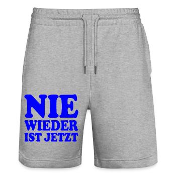 Nie wieder ist jetzt - Stanley/Stella Unisex Bio Joggingshorts Trainer  - Grau meliert - Vorne - Nik (191cm) & Marisol (170cm)
