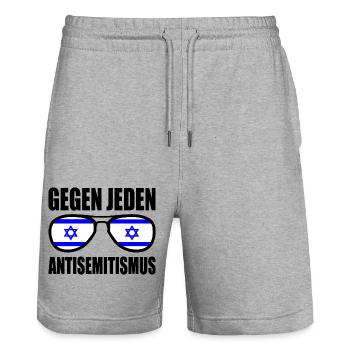 Gegen jeden antisemitismus - Stanley/Stella Unisex Bio Joggingshorts Trainer  - Grau meliert - Vorne - Nik (191cm) & Marisol (170cm)
