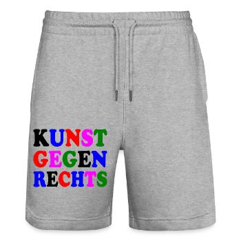 Kunst gegen rechts - Stanley/Stella Unisex Bio Joggingshorts Trainer  - Grau meliert - Vorne - Nik (191cm) & Marisol (170cm)