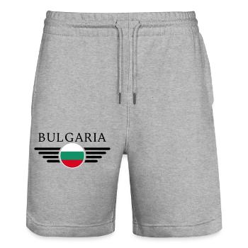 Bulgaria Charm T-Shirt - Stanley/Stella Trainer Unisex Organic Jogging Shorts - heather grey - Front - Nik (191cm) & Marisol (170cm)