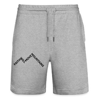 Faith will move Mountains - Stanley/Stella Trainer Unisex Organic Jogging Shorts - heather grey - Front - Nik (191cm) & Marisol (170cm)