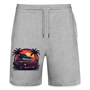 Beach / Island / Vacation / Summer / Sun / Sea - Stanley/Stella Trainer Unisex Organic Jogging Shorts - heather grey - Front - Nik (191cm) & Marisol (170cm)
