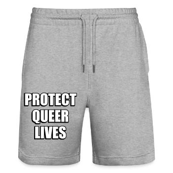 Queeres Leben schützen - Stanley/Stella Unisex Bio Joggingshorts Trainer  - Grau meliert - Vorne - Nik (191cm) & Marisol (170cm)