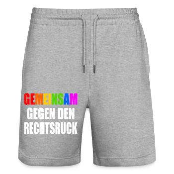 Ensemble contre le virage à droite - Short de jogging bio TRAINER Stanley/Stella unisexe - gris chiné - Devant - Nik (191cm) & Marisol (170cm)