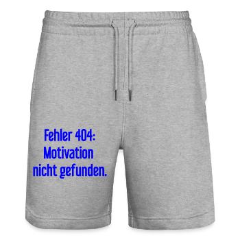 Error 404: Motivation not found - Stanley/Stella Trainer Unisex Organic Jogging Shorts - heather grey - Front - Nik (191cm) & Marisol (170cm)