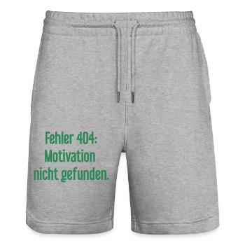 Error 404: Motivation not found - Stanley/Stella Trainer Unisex Organic Jogging Shorts - heather grey - Front - Nik (191cm) & Marisol (170cm)