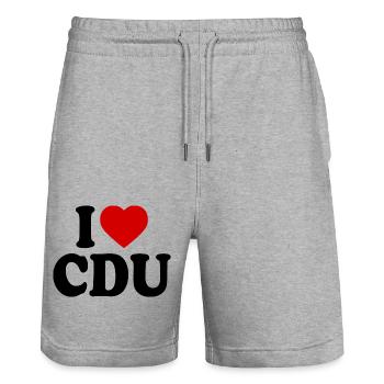 I love cdu - Stanley/Stella Unisex Bio Joggingshorts Trainer  - Grau meliert - Vorne - Nik (191cm) & Marisol (170cm)