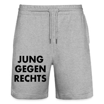 Jung gegen rechts - Stanley/Stella Unisex Bio Joggingshorts Trainer  - Grau meliert - Vorne - Nik (191cm) & Marisol (170cm)