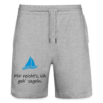 Mir reichts Ich geh Segeln. Segelboot Segel Segler - Stanley/Stella Unisex Bio Joggingshorts Trainer  - Grau meliert - Vorne - Nik (191cm) & Marisol (170cm)