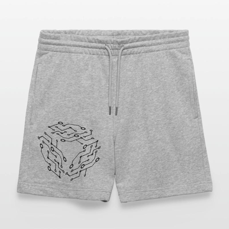 cool pattern logo circuit wire data microchip Stanley/Stella Trainer Unisex Organic Jogging Shorts