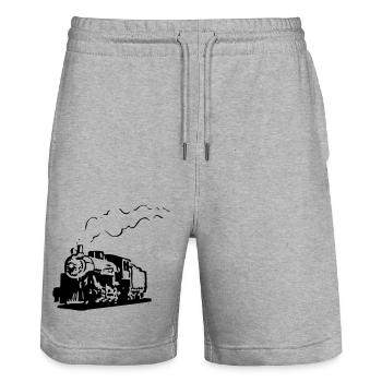 dampflok eisenbahn lokomotive romantik - Stanley/Stella Unisex Bio Joggingshorts Trainer  - Grau meliert - Vorne - Nik (191cm) & Marisol (170cm)