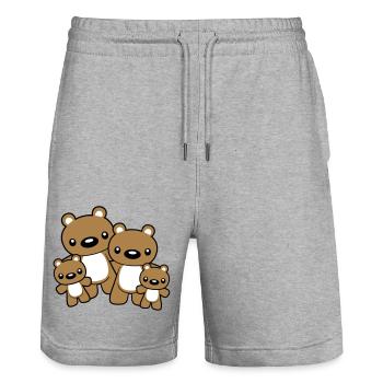 baeren familie mit 2 kindern kleine - Stanley/Stella Unisex Bio Joggingshorts Trainer  - Grau meliert - Vorne - Nik (191cm) & Marisol (170cm)
