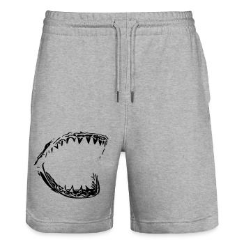 Riesen Vector Hai Gebiss - Stanley/Stella Unisex Bio Joggingshorts Trainer  - Grau meliert - Vorne - Nik (191cm) & Marisol (170cm)