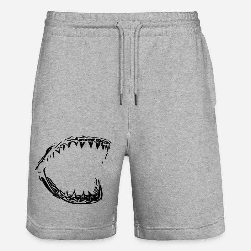 Giant vector shark bit - Stanley/Stella Trainer Unisex Organic Jogging Shorts - heather grey