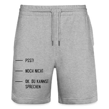 Kaffee - Stanley/Stella Unisex Bio Joggingshorts Trainer  - Grau meliert - Vorne - Nik (191cm) & Marisol (170cm)