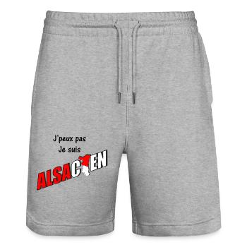 T-shirt humour alsace Jpeux pas jsuis alsacien - Short de jogging bio TRAINER Stanley/Stella unisexe - gris chiné - Devant - Nik (191cm) & Marisol (170cm)