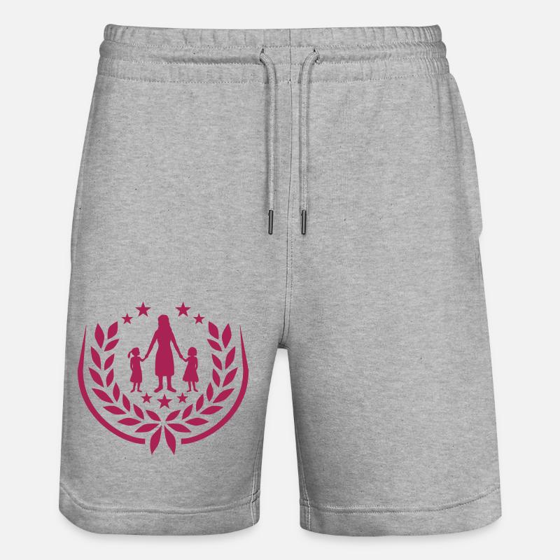 Logo 2 Töchter Mutter - Stanley/Stella Unisex Bio Joggingshorts Trainer  - Grau meliert