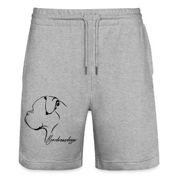 BORDEAUXDOGGE Profil Hunde Hund Wilsigns - Stanley/Stella Unisex Bio Joggingshorts Trainer  - Grau meliert - Vorne - Nik (191cm) & Marisol (170cm)