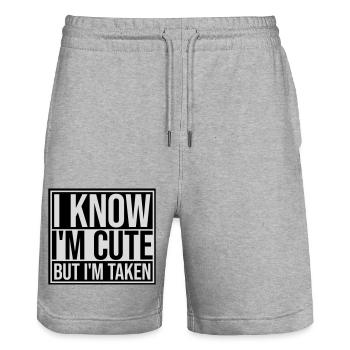 cute but taken Zitat - Stanley/Stella Unisex Bio Joggingshorts Trainer  - Grau meliert - Vorne - Nik (191cm) & Marisol (170cm)