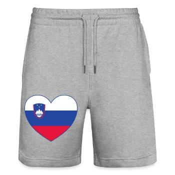 Slowenien Flagge Herz - Stanley/Stella Unisex Bio Joggingshorts Trainer  - Grau meliert - Vorne - Nik (191cm) & Marisol (170cm)