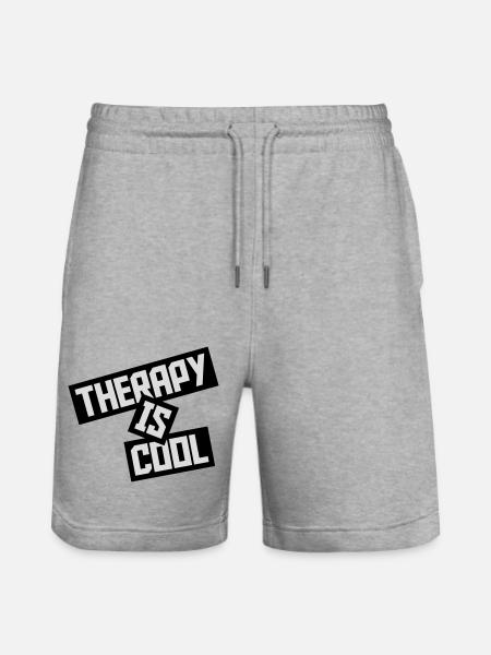 therapy is cool Quote - Stanley/Stella Trainer Unisex Organic Jogging Shorts - heather grey
