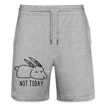 Not Today Rabbit Funny Saying Humor - Stanley/Stella Trainer Unisex Organic Jogging Shorts - heather grey - Front - Nik (191cm) & Marisol (170cm)