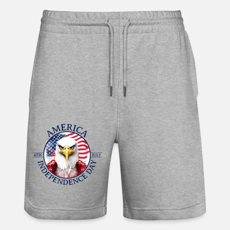 A eagle - Americans Independence Day - Stanley/Stella Trainer Unisex Organic Jogging Shorts - heather grey