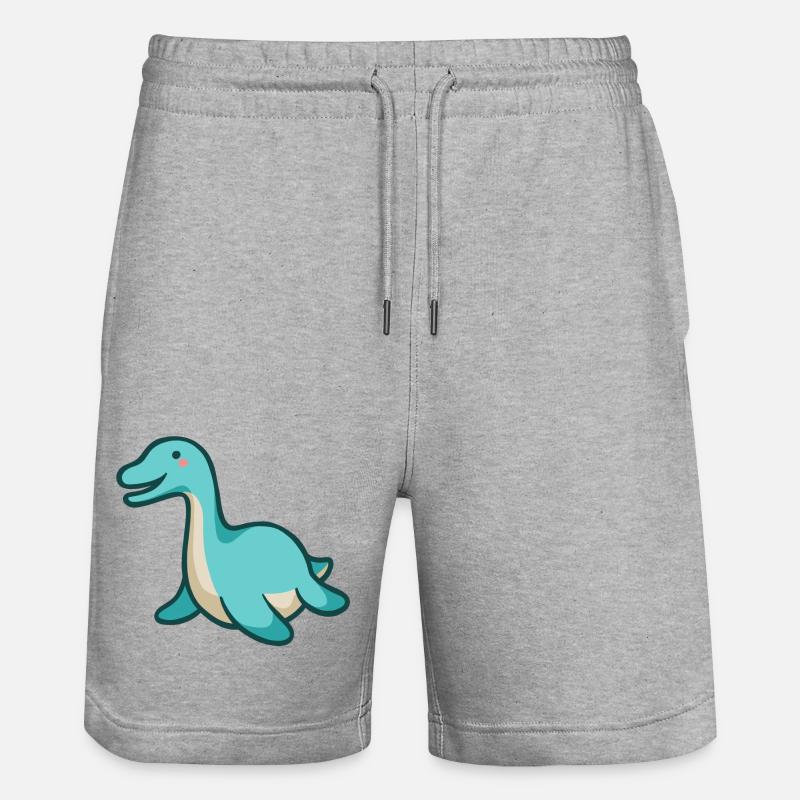 hugadino Plesiosaurus, Dino, süßer Dinosaurier - Stanley/Stella Unisex Bio Joggingshorts Trainer  - Grau meliert