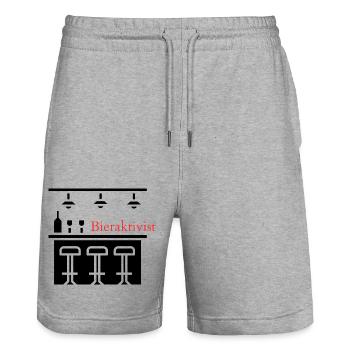 Bieraktivist! Party, Mallorca, Karneval, JGA! - Stanley/Stella Unisex Bio Joggingshorts Trainer  - Grau meliert - Vorne - Nik (191cm) & Marisol (170cm)