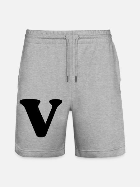 Letter v - Stanley/Stella Trainer Unisex Organic Jogging Shorts - heather grey