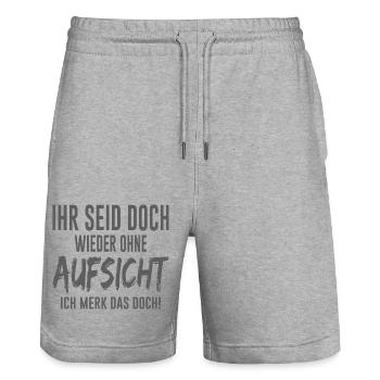 Erzieher Lehrer Spruch Geschenk Coole Sprüche - Stanley/Stella Unisex Bio Joggingshorts Trainer  - Grau meliert - Vorne - Nik (191cm) & Marisol (170cm)