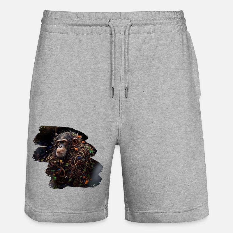 Abstraktes Bild eines Affen - Stanley/Stella Unisex Bio Joggingshorts Trainer  - Grau meliert