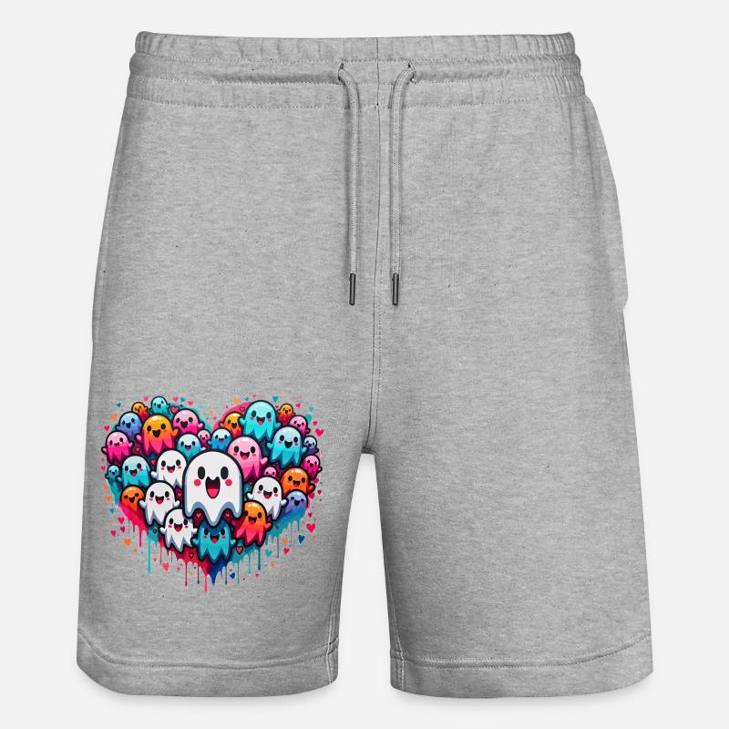 Graffiti Ghost Coeur T-shirt - Short de jogging bio TRAINER Stanley/Stella unisexe - gris chiné