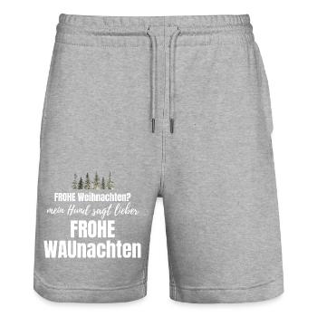 Hund Hunde Weihnachten - lustiger Weihnachtsspruch - Stanley/Stella Unisex Bio Joggingshorts Trainer  - Grau meliert - Vorne - Nik (191cm) & Marisol (170cm)