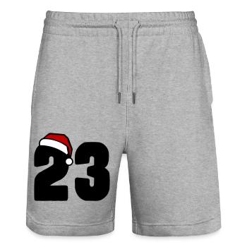 23 Number Christmas - Stanley/Stella Trainer Unisex Organic Jogging Shorts - heather grey - Front - Nik (191cm) & Marisol (170cm)