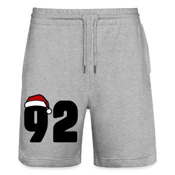 92 Number Christmas - Stanley/Stella Trainer Unisex Organic Jogging Shorts - heather grey - Front - Nik (191cm) & Marisol (170cm)