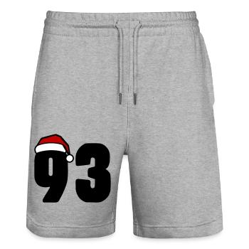 93 Number Christmas - Stanley/Stella Trainer Unisex Organic Jogging Shorts - heather grey - Front - Nik (191cm) & Marisol (170cm)