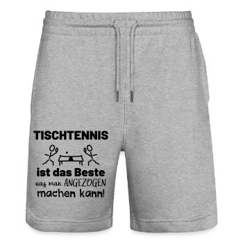 Lustiger Tischtennis Sprüche Sport - Stanley/Stella Unisex Bio Joggingshorts Trainer  - Grau meliert - Vorne - Nik (191cm) & Marisol (170cm)