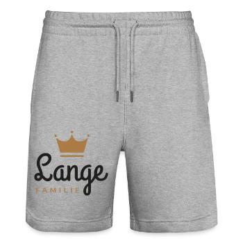 Lange-Familie - Stanley/Stella Unisex Bio Joggingshorts Trainer  - Grau meliert - Vorne - Nik (191cm) & Marisol (170cm)