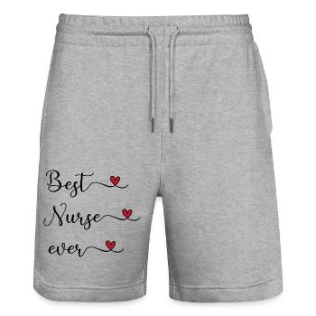 Krankenschwester - Stanley/Stella Unisex Bio Joggingshorts Trainer  - Grau meliert - Vorne - Nik (191cm) & Marisol (170cm)